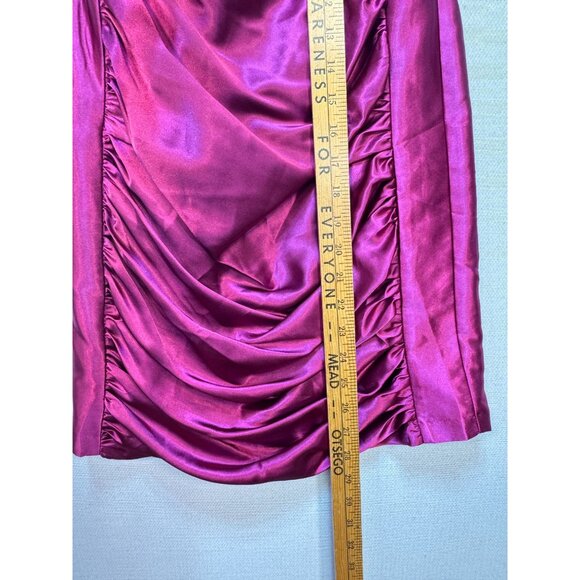 Cache Womens Y2K Strapless Liquid Satin Ruched Mini Dress Sz 4 Fuchsia - Picture 7 of 8